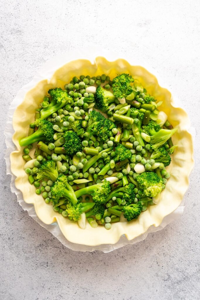 étape 1 de préparation de la quiche aux légumes